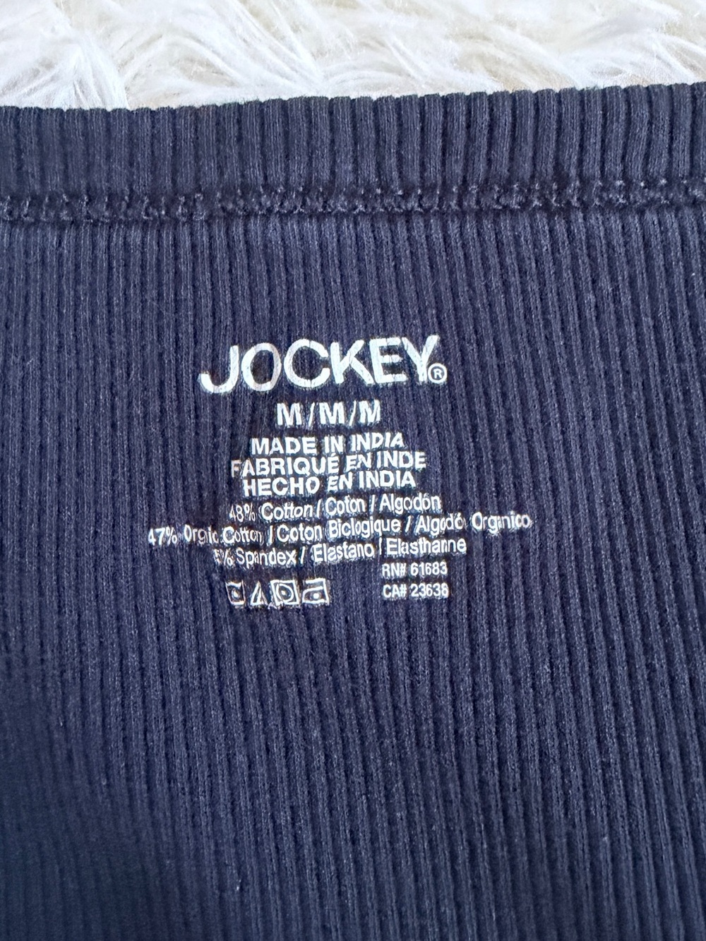 Jockey Black Ribbed Tank Top with White Logo Print - Picture 4 of 5